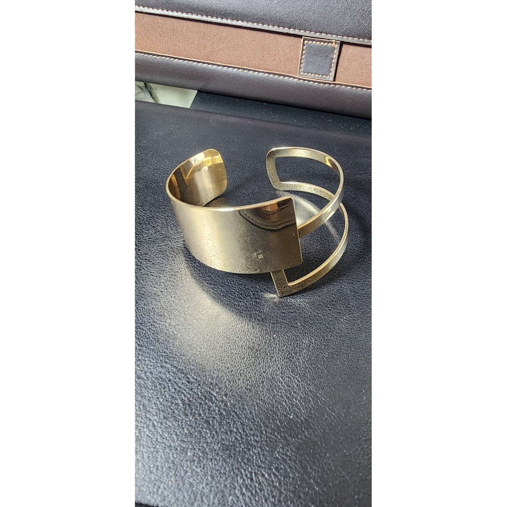 Gold Tone Modernist‎ Geometric Open Frame Cuff Bracelet Statement Jewelry